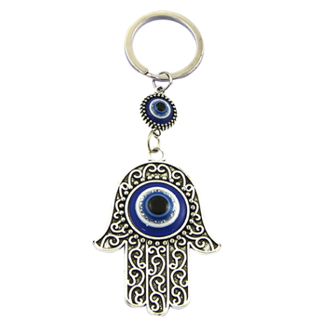 LLAVERO METAL MANO DE FATIMA OJO TURCO 12CM LLAVERO METAL MANO DE FATIMA OJO TURCO 12CM
