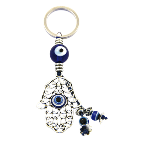 LLAVERO METAL MANO DE FATIMA OJO TURCO 11CM LLAVERO METAL MANO DE FATIMA OJO TURCO 11CM