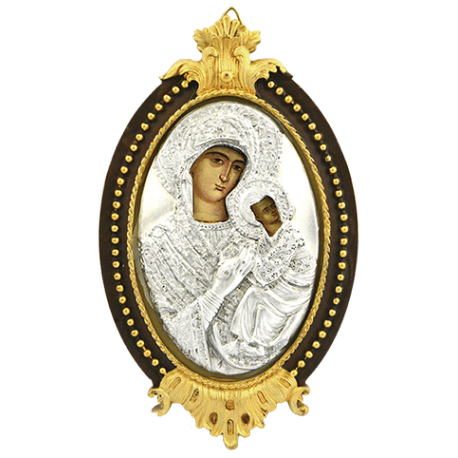 ICONO PLATEADO COLGAR VIRGEN CON NIÑO 13CM REF 14330 ICONO PLATEADO COLGAR VIRGEN CON NIÑO 13CM REF 14330