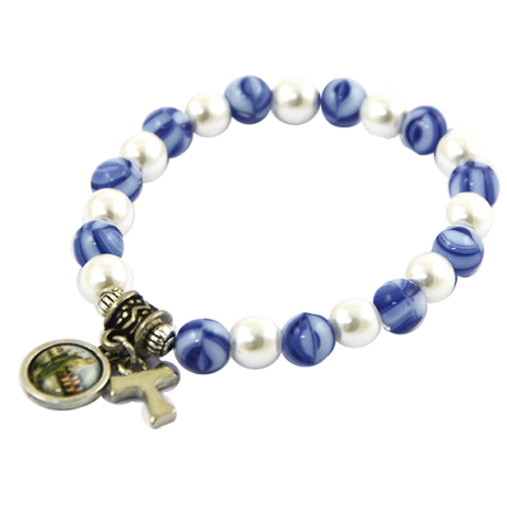 PULSERA CRISTAL BLANCO AZUL SAN JUDAS GUS246 PULSERA CRISTAL BLANCO AZUL SAN JUDAS GUS246