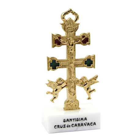 CRUZ CARAVACA DORADO BASE RECTANGULAR 13X6CM CRUZ CARAVACA DORADO BASE RECTANGULAR 13X6CM
