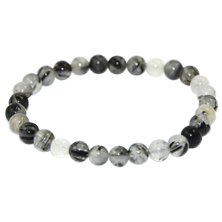 PULSERA CUARZO TURMALINADO BOLA LISA 6mm PULSERA CUARZO TURMALINADO BOLA LISA 6mm