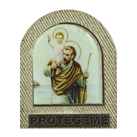 PLACA METAL PARA COCHE TIPO CAPILLA CRISTOBAL 5X4cm PLACA METAL PARA COCHE TIPO CAPILLA CRISTOBAL 5X4cm