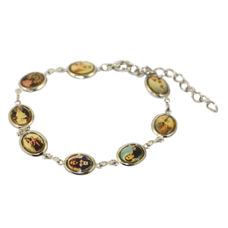PULSERA BRAZALETE METAL CON SANTOS FOTOS COLOR OVAL PULSERA BRAZALETE METAL CON SANTOS FOTOS COLOR OVAL