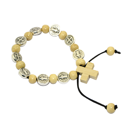 BENITO PULSERA MADERA 6mm Y MEDALLAS METAL CON CORDON BENITO PULSERA MADERA 6mm Y MEDALLAS METAL CON CORDON