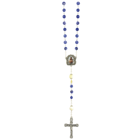 ROSARIO CRISTAL PERLA AZUL 6mm PATER NACAR ROSARIO CRISTAL PERLA AZUL 6mm PATER NACAR