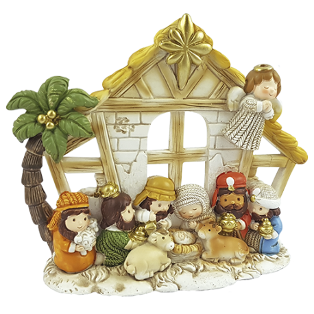 NACIMIENTO INFANTIL CON PESEBRE REYES ANGEL 11X20CM APROX NACIMIENTO INFANTIL CON PESEBRE REYES ANGEL 11X20CM APROX