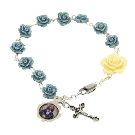PULSERA BRAZALETE SIMIL CORAL AZUL FLOR 15MM PULSERA BRAZALETE SIMIL CORAL AZUL FLOR 15MM