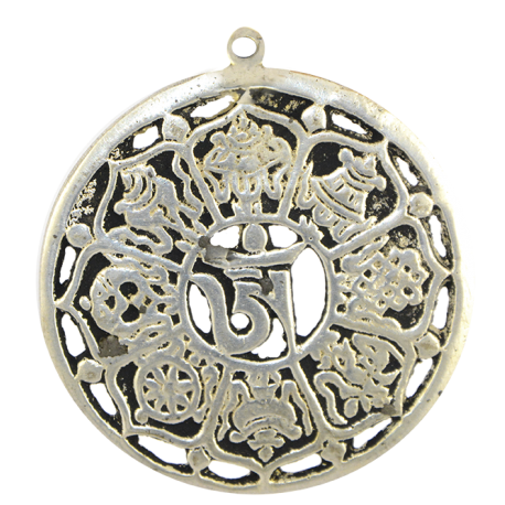 COLGANTE NEPAL OM Y OCHO AUSPICIOS 5CM APROX COLGANTE NEPAL OM Y OCHO AUSPICIOS 5CM APROX
