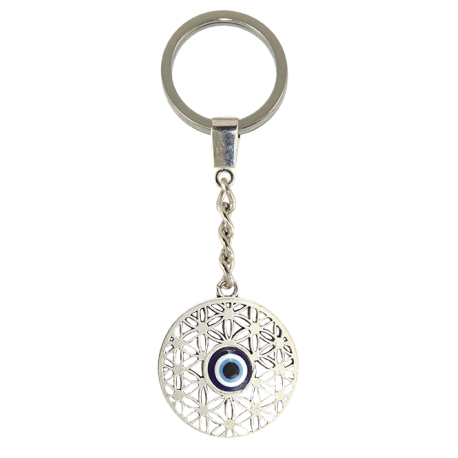 LLAVERO METAL FLOR DE LA VIDA CON OJO TURCO 3CM APROX LLAVERO METAL FLOR DE LA VIDA CON OJO TURCO 3CM APROX