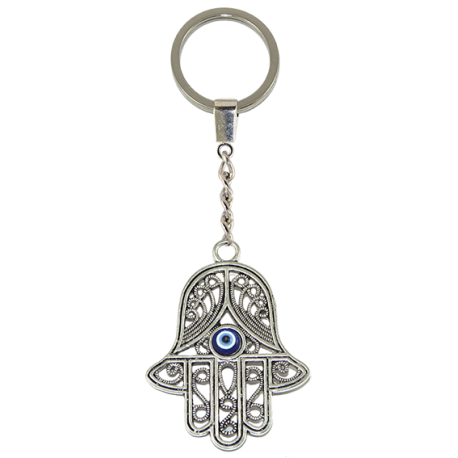 LLAVERO METAL MANO DE FATIMA CON OJO TURCO 6,5 CM LLAVERO METAL MANO DE FATIMA CON OJO TURCO 6,5 CM
