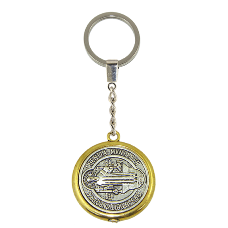 LLAVERO METAL BENITO MEDALLA BORDE DORADO LLAVERO METAL BENITO MEDALLA BORDE DORADO