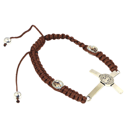 PULSERA CUERDA TRENZADA CRUZ MEDALLA BENITO PULSERA CUERDA TRENZADA CRUZ MEDALLA BENITO