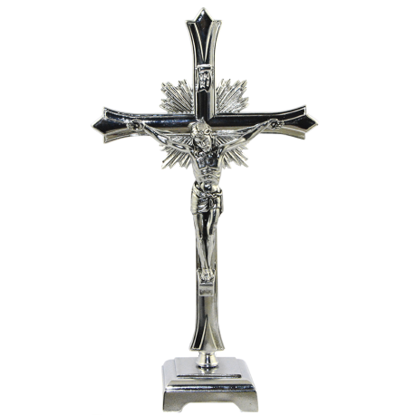 CRUZ METAL ESTRELLA NIQUEL CON BASE 21CM CRUZ METAL ESTRELLA NIQUEL CON BASE 21CM