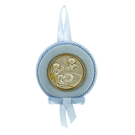 MEDALLA PLACA CUNA PLATA NIÑO Y ANGELES AZUL 8CMØ MEDALLA PLACA CUNA PLATA NIÑO Y ANGELES AZUL 8CMØ