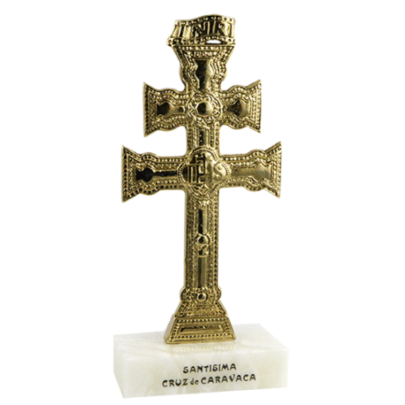 CRUZ CARAVACA METAL DORADO SIN ANGELES BASE 17X8CM CRUZ CARAVACA METAL DORADO SIN ANGELES BASE 17X8CM