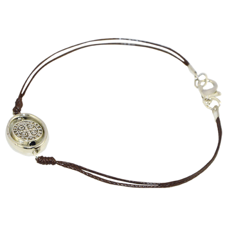 BENITO PULSERA CORDON MEDALLA GIRATORIA MARRON BENITO PULSERA CORDON MEDALLA GIRATORIA MARRON