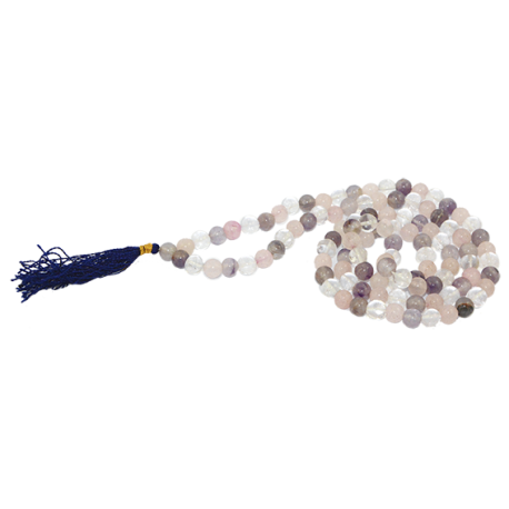 MALA MINERAL AMATISTA CON CUARZO CRISTAL Y ROSA 8mm MALA MINERAL AMATISTA CON CUARZO CRISTAL Y ROSA 8mm