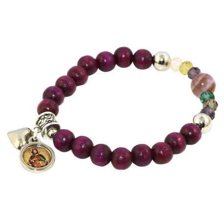 PULSERA JUDAS MADERA BOLA MORADO 8mm PULSERA JUDAS MADERA BOLA MORADO 8mm