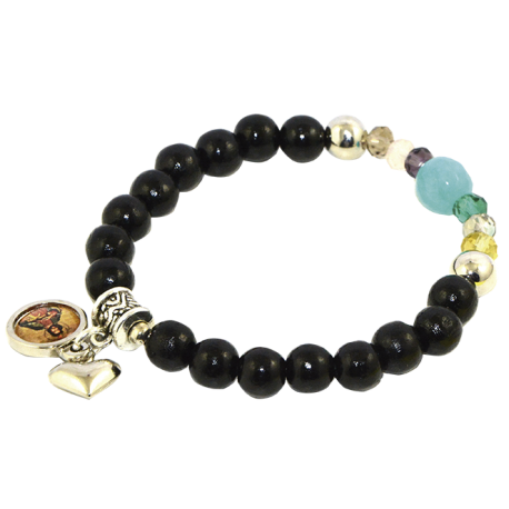 PULSERA JUDAS MADERA BOLA NEGRO 8mm PULSERA JUDAS MADERA BOLA NEGRO 8mm