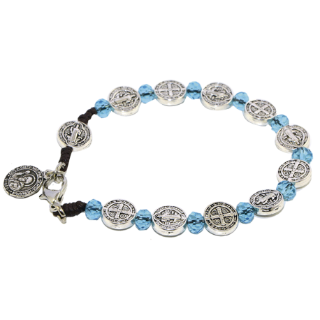 BENITO PULSERA CRISTAL AZUL MEDALLAS BENITO PULSERA CRISTAL AZUL MEDALLAS