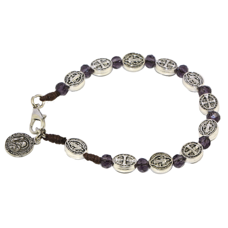 BENITO PULSERA CRISTAL MORADO MEDALLA OVAL BENITO PULSERA CRISTAL MORADO MEDALLA OVAL