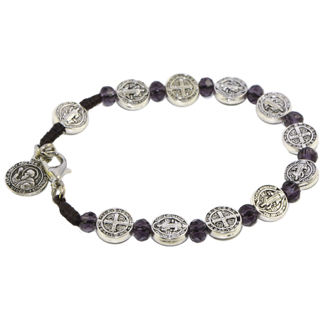 BENITO PULSERA CRISTAL MORADO MEDALLAS BENITO PULSERA CRISTAL MORADO MEDALLAS