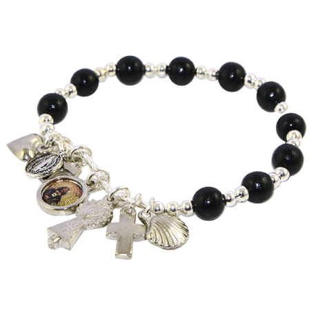 PULSERA MADERA NEGRO SANTOS Y ABALORIOS PULSERA MADERA NEGRO SANTOS Y ABALORIOS