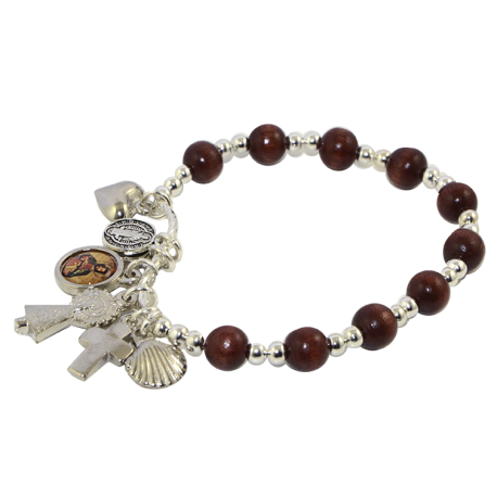 PULSERA MADERA MARRON SANTOS Y ABALORIOS PULSERA MADERA MARRON SANTOS Y ABALORIOS