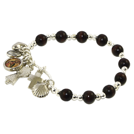PULSERA MADERA MARRON OSCURO SANTOS Y ABALORIOS PULSERA MADERA MARRON OSCURO SANTOS Y ABALORIOS