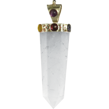 COLGANTE CORONA CHAKRAS CUARZO CRISTAL 6CM COLGANTE CORONA CHAKRAS CUARZO CRISTAL 6CM