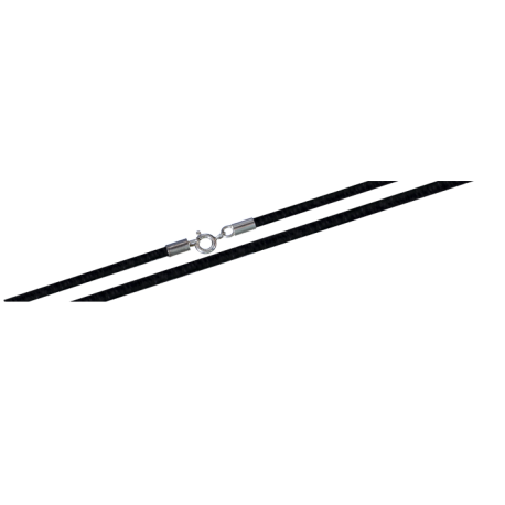 CORDON LISO NEGRO CIERRE PLATA 50CM CORDON LISO NEGRO CIERRE PLATA 50CM
