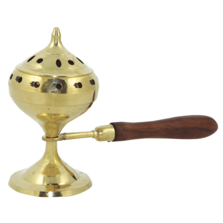 INCENSARIO PEQUEÑO DE BRONCE CON ASA DE MADERA (INB 540) INCENSARIO PEQUEÑO DE BRONCE CON ASA DE MADERA (INB 540)