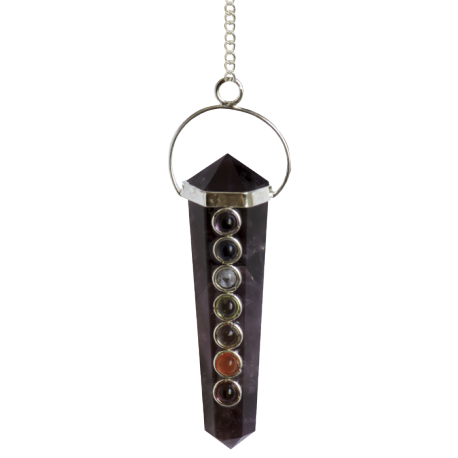 PENDULO CHAKRAS BITERMINADO AMATISTA 6CM PENDULO CHAKRAS BITERMINADO AMATISTA 6CM