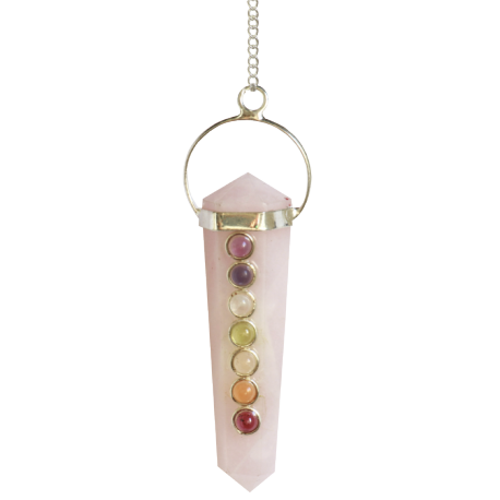 PENDULO CHAKRAS BITERMINADO CUARZO ROSA 6CM PENDULO CHAKRAS BITERMINADO CUARZO ROSA 6CM