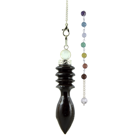 PENDULO MADERA PALO DE ROSA CHAKRAS CADENA 7,5CM PENDULO MADERA PALO DE ROSA CHAKRAS CADENA 7,5CM