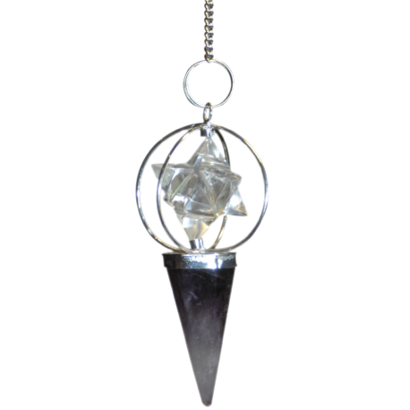 PENDULO MERKABA AMATISTA CUARZO CRISTAL 8 cm PENDULO MERKABA AMATISTA CUARZO CRISTAL 8 cm