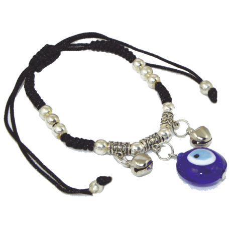 PULSERA CORDON OJO TURCO CON CASCABEL PULSERA CORDON OJO TURCO CON CASCABEL