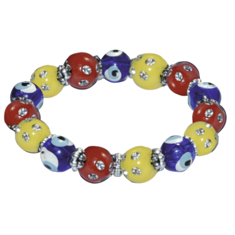 PULSERA OJO TURCO C/BRILLANTES AMARILLO-ROJO PULSERA OJO TURCO C/BRILLANTES AMARILLO-ROJO