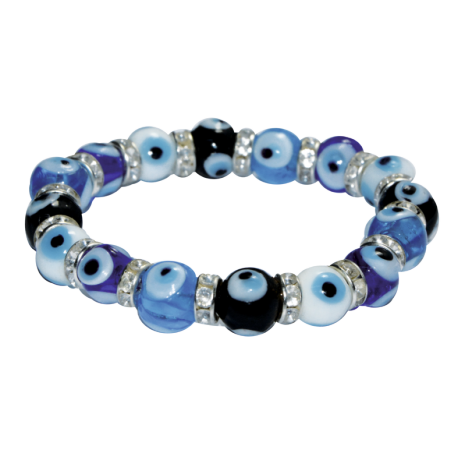 PULSERA OJO TURCO CON BRILLO AZUL/BLANCO/NEGRO PULSERA OJO TURCO CON BRILLO AZUL/BLANCO/NEGRO