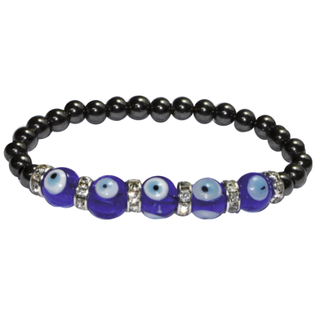 PULSERA OJO TURCO HEMATITE CON BRILLANTES PULSERA OJO TURCO HEMATITE CON BRILLANTES
