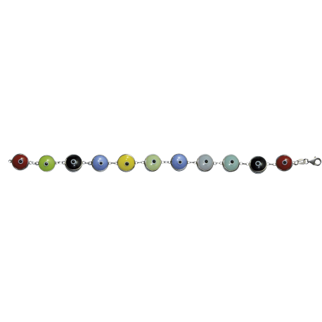 PULSERA PLATA OJO TURCO MULTICOLOR PULSERA PLATA OJO TURCO MULTICOLOR