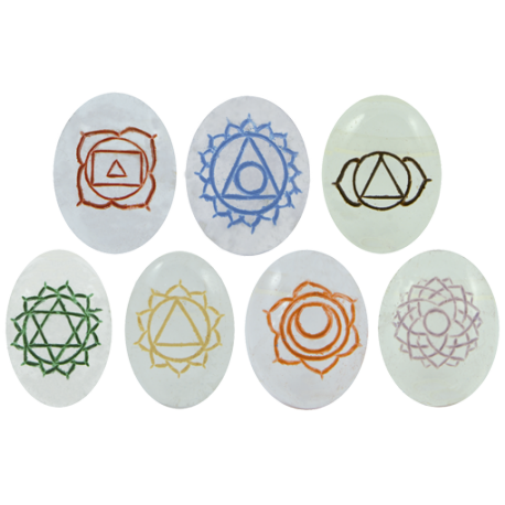 SET CHAKRAS SIMBOLOS CUARZO CRISTAL 2,5CMX4CM SET CHAKRAS SIMBOLOS CUARZO CRISTAL 2,5CMX4CM