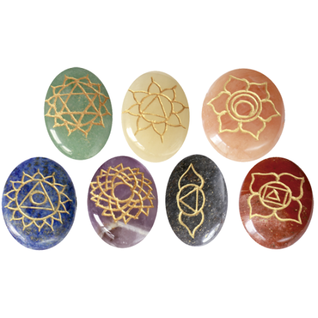 SET CHAKRAS SIMBOLOS OVAL 4CM APROX. SET CHAKRAS SIMBOLOS OVAL 4CM APROX.