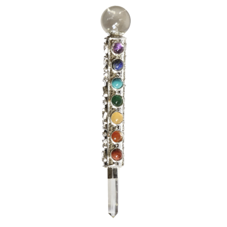 VARITA PODER CHAKRAS CUARZO CRISTAL 12CM VARITA PODER CHAKRAS CUARZO CRISTAL 12CM