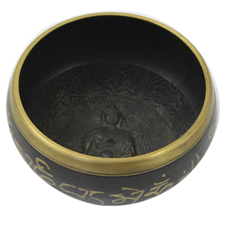 CUENCO TIBETANO TATU LABRADO ORO/NEGRO 11CM Ø 475 GR A 575 GR APROX CUENCO TIBETANO TATU LABRADO ORO/NEGRO 11CM Ø 475 GR A 575 GR APROX